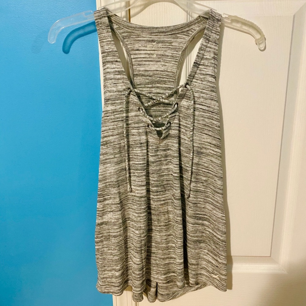 Hollister Super Soft Criss Cross Gray Tank Top